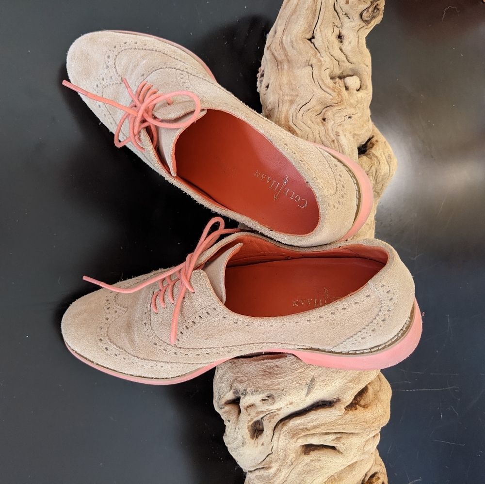 Cole Haan Tan Suede Peach Soles Oxford 9